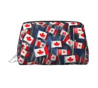 Many Small Canadian Flags Printed Portable Beauty Case, Compact Travel Pouch with Organized Interior Slots for Daily