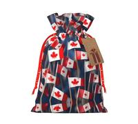 Many Small Canadian Flags Printing Christmas Bag With Drawstring Closure, 4.7x6.9 In For Christmas Party Birthday Gift Wrapping