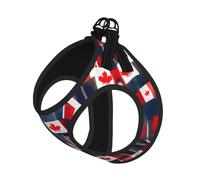 Many Small Canadian Flags Printing Dog Summer Harness With Leash Set,Adjustable And Reflective Step-In Puppy Pet Vest Harnesses