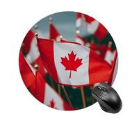Many Small Canadian Flags Round Mouse Pad Cute Small Computer Mouse Mat Non-Slip Rubber Base Gaming Mousepad for Wireless Mouse, Gaming, Office, Laptop, Women, Men