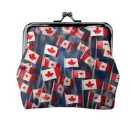 many small canadian flags small wallets woman,wallets for women,coin purse for women,small womens wallet,with zipper and kiss lock, Black, One Size, Art Deco