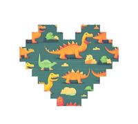 Many Small Dinosaur Print Building Brick Block Puzzle Heart Shape Brick Puzzle 3D Jigsaw DIY Home Decor