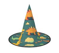 Many Small Dinosaur Print Carnival Halloween Witch Hat Costume Accessory Foldable Cap Party Masquerade Decor