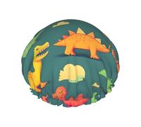many small Dinosaur Print Exquisite Women Shower Cap Lightweight, Soft,Double WaterproofBathing Hat
