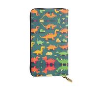 many small Dinosaur Print Leather Long Clutch Wallet – Fashionable Personalized Wallet, Multiple Card Slots, Gift Ready, Black, One Size