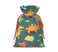 Many Small Dinosaur Printing Christmas Drawstring Gift Bags Holiday Present Sacks For Xmas Party Celebration