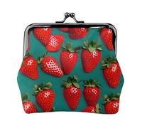 many Strawberry print Coin Purse Small Change Purse Card Holder Coin Pouch Small Wallet for Women and Men, Black, One Size, Vintage