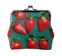 Many Strawberry Print Stylish Unique Coin Purse Cute Mini Wallet with Kiss Lock Waterproof for Coins