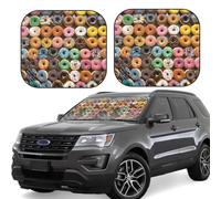 Many styles of donuts Print Car Sun Shade Windshield 2-Piece Foldable Front Windshield Sun Visor Sunshade for Car Windshield, M