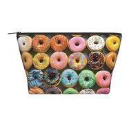 Many Styles of Donuts Prints Trapezoid Makeup Bag Travel Cosmetic Organizer with Foam Padding for Gym, Office, and Weekend Trips