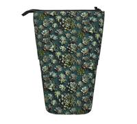 Many Succulents Expandable Stand Pencil Pouch, Multi-Design Oxford Fabric, Adjustable Height, Multi-Use Cosmetic Bag