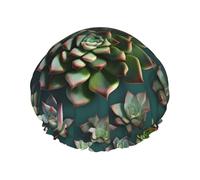 Many succulents One Size Double-layer shower cap prevents hair from getting tangled during showering and skincare.