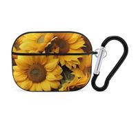 Many Sunflowers AirPod Pro Case, Anti Scratch Hard PC Cover with Keychain, AirPod Pro 2nd/1st Case Accessories for Women Men, Black-Style