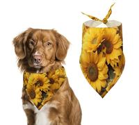 Many Sunflowers Dog Bandanas for Feeding Grooming, Triangle Pet Bibs Washable Pets Scarf for Cats & Dogs
