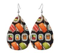 Many Sushi Food Leather Earrings for Women Teardrop Dangle Earrings Lightweight Drop Earring Jewelry Gift