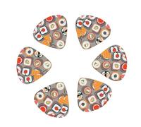 Many Sushi Food print Guitar Picks 12PCS Mixed Gauges(0.46/0.71/0.96mm) with Case, for Guitar/Ukulele