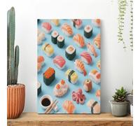 Many Sushi Food Wall Art for Living Room Modern Canvas Framed Prints Paintings Artwork for Walls, Minimalist Abstract Art Pictures for Hallway, Office Wall Decor 16x24inch(40x60cm)