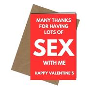 MANY THANKS FOR HAVING LOTS OF SEX WITH ME (RED BACKGROUND) - A5 VALENTINE'S DAY CARD