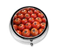 (Many Tomatoes) 3 Compartment Small Pill Box Portable Metal Pill Organizer for Travel Daily Vitamin Containers
