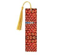 Many Tomatoes -Print Wooden Bookmarks with Tassel for Readers and Book Lovers - Artistic Handmade Gifts for Teachers Colleagues Office Desk Decor.