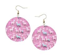 Many Unicorns Pink Trendy Leather Earrings For Women Dangle 1 Pair Lightweight Printed Piercing Earrings Jewelry Gifts For Women Girls