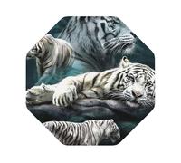 Many white tigers Printed Coasters Set of 6, Tabletop Protection Leather Coasters for Cup Drinks Coffee Pads Beer Bar Mat Gifts, Octagon