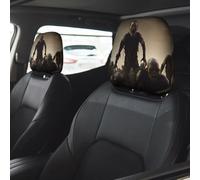 Many Zombie Car Seat Headrest Cover 2 PCS, Soft Stretchable Fabric Car Head Rest Protector Dustproof Removable Car Headrest Covers Universal Vehicle Accessories