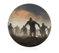 Many Zombie Cutting Board for Kitchen Mini Cheese Chopping Board Round Tempered Glass Chopping Block for Picnic Cutting Pizza Meat Fruit(7.9 Inch)