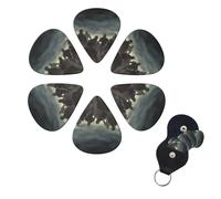Many Zombie Guitar Picks 6 Pack, 0.46mm Thickness Celluloid Bass Pick with Leather Guitar Pick Holder Keychain Abstract Art Pics Plectrum for Acoustic Electric Guitar, Ukulele, Bass