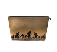 Many Zombie Leather Travel Toiletry Bag, Makeup Cosmetic Pouch with All-Over Print,Leather Material,Water-Resistant,Large Capacity Organizer for Women Men