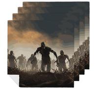 Many Zombie Napkins 4 PCS 18.7x18.7 Inch, Durable Polyester Cloth Napkins Decorative Handkerchief for Guests Reusable Washable Dining Napkin for Wedding, Hotel, Home Dining