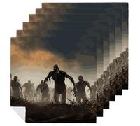 Many Zombie Napkins 6 PCS 18.7x18.7 Inch, Durable Polyester Cloth Napkins Decorative Handkerchief for Guests Reusable Washable Dining Napkin for Wedding, Hotel, Home Dining