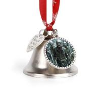 Many Zombie Ornaments Silver Christmas Bell Ornaments with Wings & Heart Christmas Metal Jingle Bell Pendant with Red Ribbon for Home,Outdoor and Garden Decoration