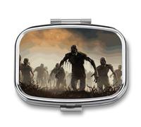 Many Zombie Pill Organizer Container for Travel, Metal 2 Compartment Square Pill Case, Portable Mini Medicine Box Pill Storage Case for Purse Pocket, Supplement Storage