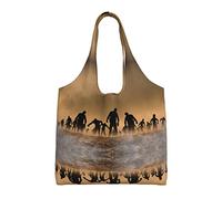 Many Zombie Print Canvas Tote Bag Shoulder Handbag Large Capacity Shopping Bag