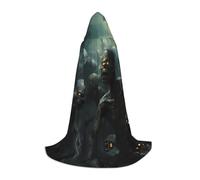 (Many Zombie) Print Hooded Cape For Teenagers Costume Party, Halloween Hooded Cape Soft and Elastic,S