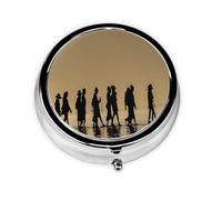 Many Zombie -Print Portable Round Pill Box - Stylish Round Pill Organizer for Travel Compartments Gift for Medication Management
