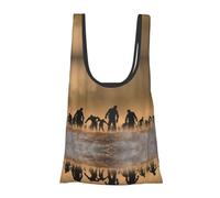 Many Zombie Print Reusable, Foldable,Washable Grocery Bags Foldable in A Pouch Eco Tote Shopping Bag,Daily Shopping Loading