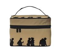 Many Zombie -Print Waterproof Large Cosmetic Bag for Travel & Gym, Makeup Organizer with 4 Elastic Straps & Compartments,Premium Twill Fabric.