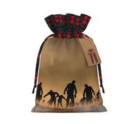 Many Zombie Printing 4.7x6.9 Inch Christmas Bag Drawstring Closure,For Christmas Anniversaries Birthdays,Holds Gifts