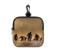 Many Zombie Square Zipper Pouch with All-Over Print,Waterproof Rubber-Fabric, Lightweight Durable Small Organizer Bag for Coins, Cards, Keys
