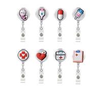 Manyakai 8 Pack Silicone Nurse Badge Reels Cute Felt Retractable Badge Reels Themed Holders Gift for Doctors Mixed One Size