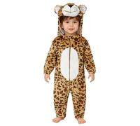 Manyakai Baby Unisex Keep Warm Long Sleeve Flannel Hooded Romper Jumpsuit Cartoon Animal Cosplay Party Costume Leopard A 5-6 Years