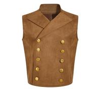 Manyakai Boys Medieval Steampunk Vest Victorian Prince Gothic Vintage Waistcoat for Kids Rock Star Punk Top Coffee 13-14 Years