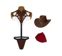 Manyakai Fun Exotic Cowboy Costume for Men 3 Pcs Western Cowboy Set Halloween Cosplay Outfit Nightclub Partywear Coffee XXL