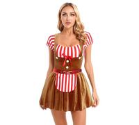 Manyakai Gingerbread Costume for Women Gingerbread Man Costume Dance Dress Christmas Halloween Fancy Dress Brown S