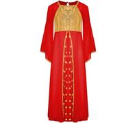 Manyakai Girls Halloween Angel Dress Flare Sleeve Sequins Gold Trim Princess Toga Gown Party Praise Dance Dress Red 5-6 Years