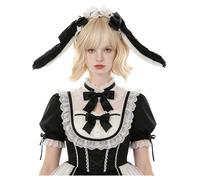 Manyakai Kawaii Girls Big Rabbit Bunny Plush Loop Ears Headband Cosplay Props Accessories Party Bow Accessory Black One Size