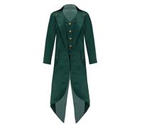 Manyakai Kids Boys Girls Circus Ringmaster Costumes Cosplay Tailcoat Jacket Halloween Party Fancy Dress Up Dark Green 11-12 Years
