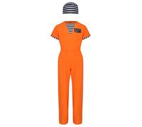 Manyakai Kids Boys Girls Prisoner Costume Stripes Prisoner Jumpsuit Jailbird Inmate Prison Uniform Cosplay Outfit Orange 15-16 Years